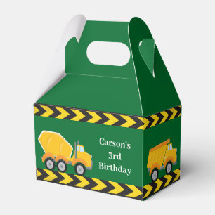 Caja Para Regalos Green Construction Camiones Niños Fiesta de Cumple