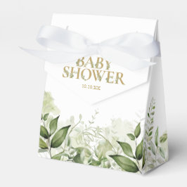 Caja Para Regalos Green Foliage Gold Baby Shower Favor Box
