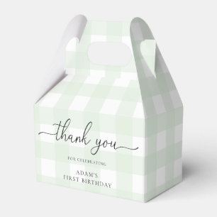 Caja Para Regalos Green Gingham Birthday Gracias Favor Box