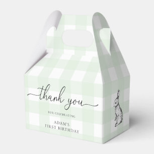 Caja Para Regalos Green Gingham Bunny Birthday Gracias Favor Box