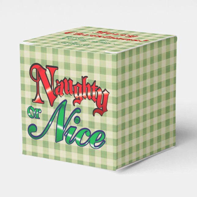 Caja Para Regalos Green Gingham Naughty o Navidades bonitos (Costado Anverso)