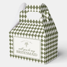 Caja Para Regalos Green Harlequin Checkered Bridesmaid Proposal Box