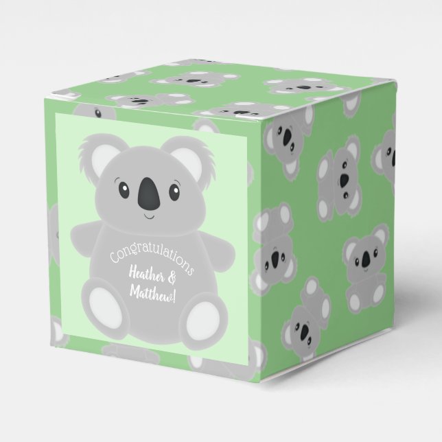 Caja Para Regalos Green Koala Bear Baby Shower (Costado Anverso)