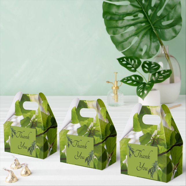 Caja Para Regalos Green Leaves Boda Gable Favorito Box (Múltiple)