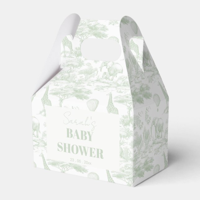 Caja Para Regalos Green Safari Toile D Jouy Jungle Tema Baby Shower (Front Side)