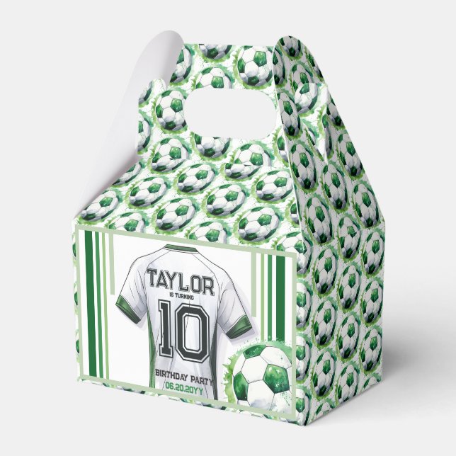 Caja Para Regalos Green Soccer Sports Boy Jersey Niños Fiesta de cum (Front Side)