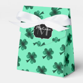 Caja Para Regalos Green Sparkles Shamrock St. Patrick' Day Monograma