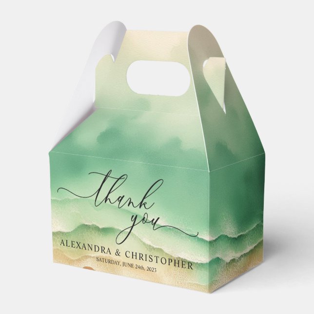 Caja Para Regalos Green Sunny Ocean Beach Summer Fiesta Boda (Front Side)