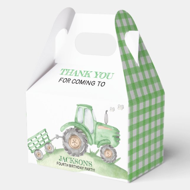 Caja Para Regalos Green Tractor Farm birthday gable (Anverso)