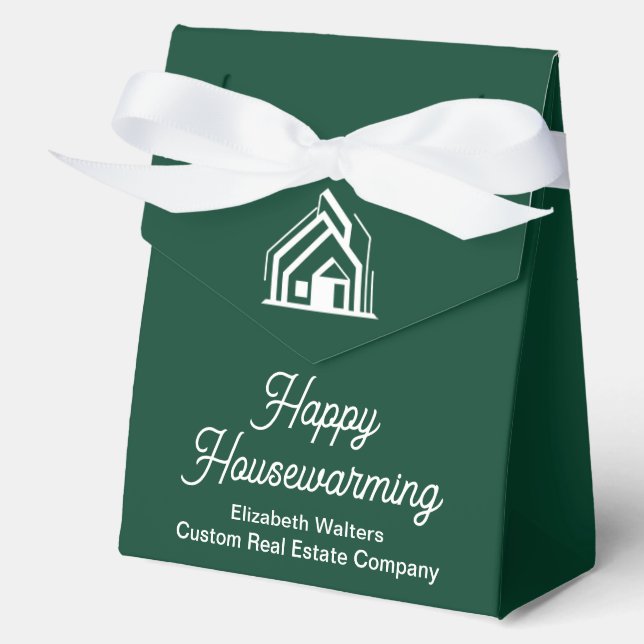 Caja Para Regalos Green White Real Estate Happy Housewarming Custom (Anverso)