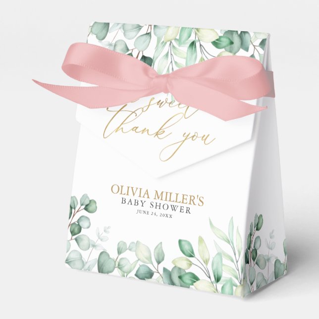 Caja Para Regalos Greenery Eucalyptus A Sweet Gracias Baby Shower (Front Side)