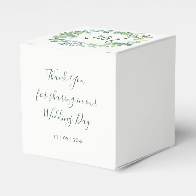 Caja Para Regalos Greenery Foliage Wreath Boda (Costado Anverso)