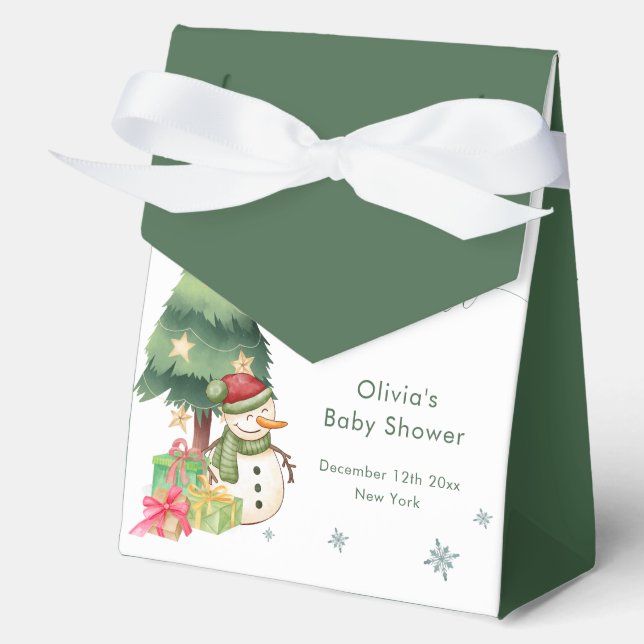 Caja Para Regalos Greenery Modern Winter Snowman Baby Shower (Anverso)
