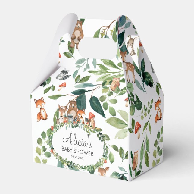 Caja Para Regalos Greenery Woodland Animals Baby Shower Gracias (Front Side)