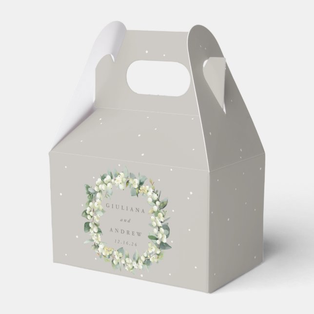 Caja Para Regalos Greige Snowberry+Eucalyptus Wreath Boda (Front Side)