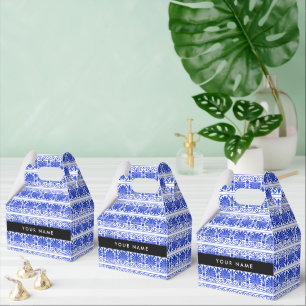 Caja Para Regalos Griego Fret Arabesque Blue, Tu Nombre, Personaliza