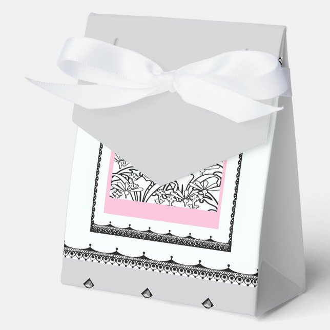 Caja Para Regalos Gris del jardín de flores (Anverso)