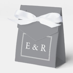 Caja Para Regalos Gris tiburón con detalles de Boda blanco