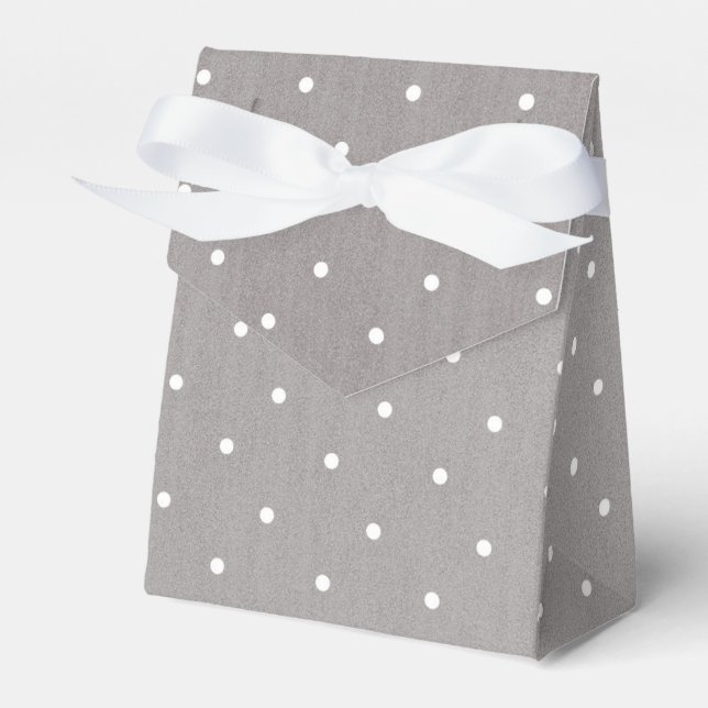 Caja Para Regalos Gris y Blanco Pequeños Lunares Moderno Chic (Front Side)