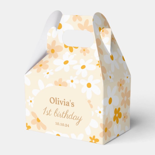 Caja Para Regalos Groovy Boho Yellow daisy Birthday Party (Front Side)