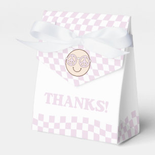 Caja Para Regalos Groovy Chica Checkered Happy Face   1 cumpleaños