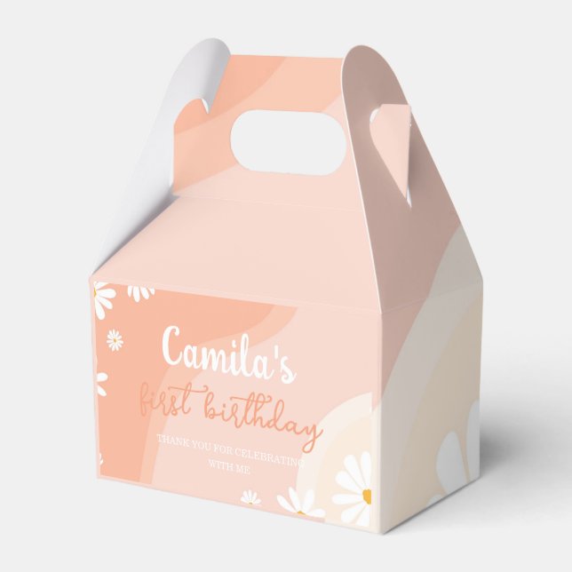 Caja Para Regalos Groovy Daisy Birthday Party Favor Box (Front Side)