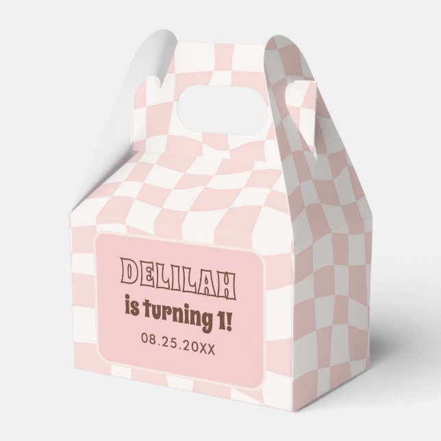 Caja Para Regalos Groovy Daisy Retro Primer Fiesta de cumpleaños (Front Side)