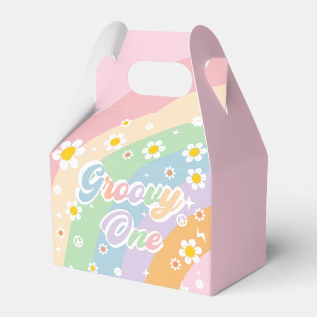Caja Para Regalos Groovy Rainbow Birthday Party Favorito Box (Front Side)