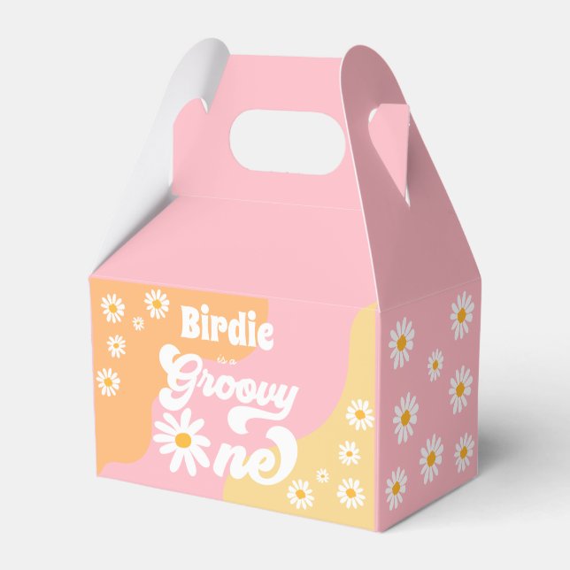 Caja Para Regalos Groovy Un Primer Fiesta Boho Retro Daisy (Front Side)