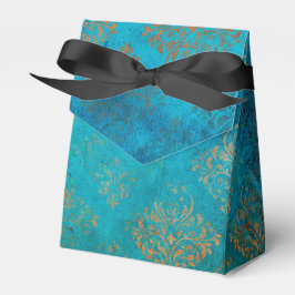 Caja Para Regalos Grunge Copper Patina y Turquesa Damask
