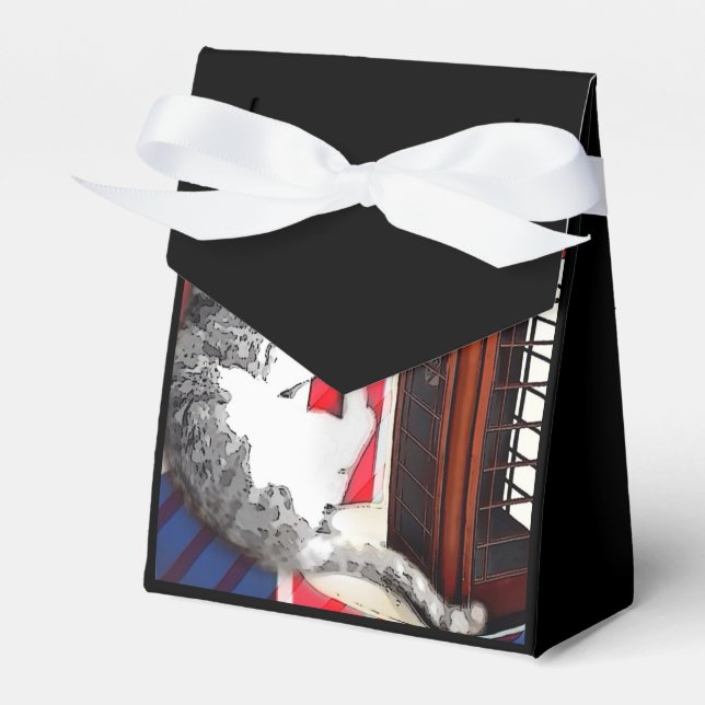 Caja Para Regalos Grunge union jack bandera cabina telefónica gatito (Front Side)
