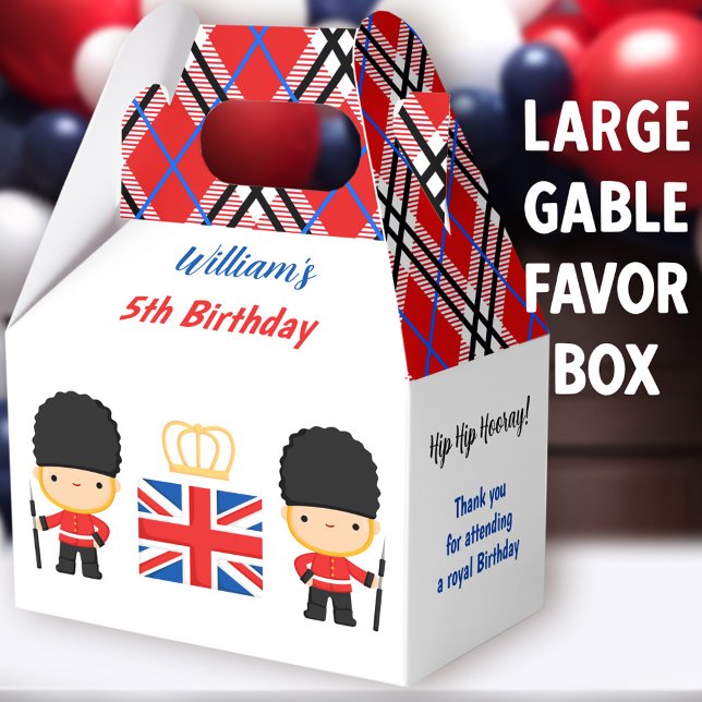 Caja Para Regalos Guardias reales de Londres niño británico grande c (Royal London Guards Large Gable Favor Boxes - You can choose from 3 sizes of these gable favor boxes)