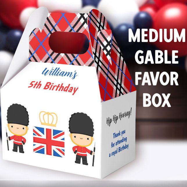 Caja Para Regalos Guardias reales de Londres Niño británico medio de (London Guards Medium Gable Favor Boxes - You can choose from 3 sizes of these gable favor boxes)