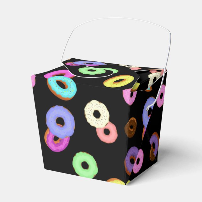 Caja Para Regalos Guay divertido colorido donuts patrón negro (Front Side)