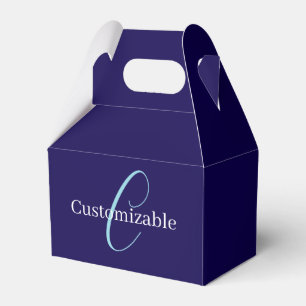 Caja Para Regalos Guión cursivo editable Monograma Azul púrpura