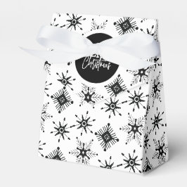 Caja Para Regalos Guión de Feliz Navidad Copos de Nieve Negros