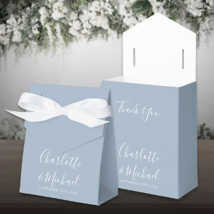 Caja Para Regalos Guión de firma azul polvoriento elegante boda