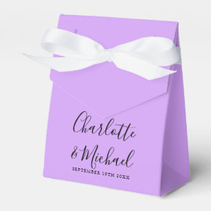 Caja Para Regalos Guión de firma Bodas modernas de lavanda lila