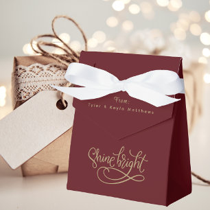 Caja Para Regalos Guión de oro moderno Sencillo Vino Elegante Rojo