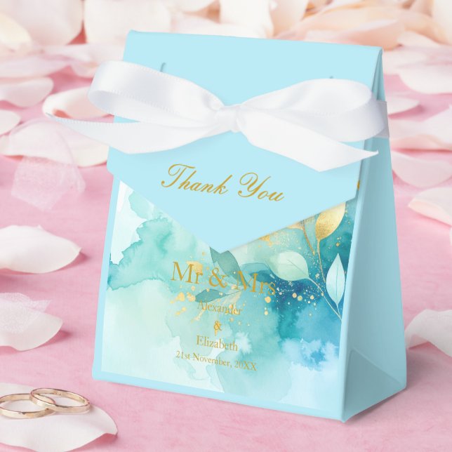 Caja Para Regalos Guión dorado personalizado de agradecimiento Sr. y (Boda)