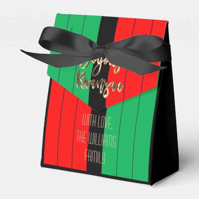 Caja Para Regalos Guión elegante verde rojo negro Joyous Kwanzaa (Front Side)