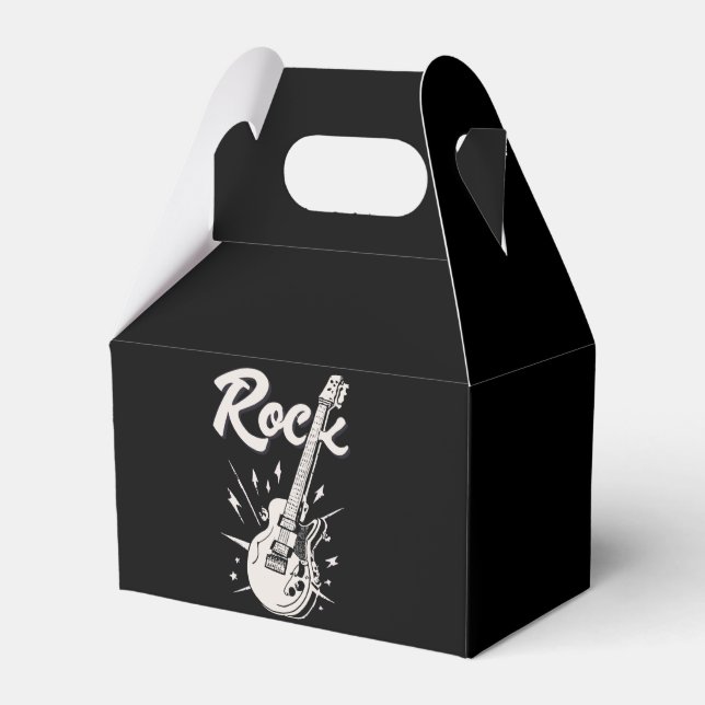 Caja Para Regalos Guitarra eléctrica con palabra rock (Front Side)
