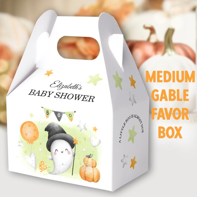 Caja Para Regalos Halloween Baby Shower Cute Pequeño Boo medio gable (Cute Boo Halloween Medium Gable Favor Boxes - You can choose from 3 sizes of these gable favor boxes)