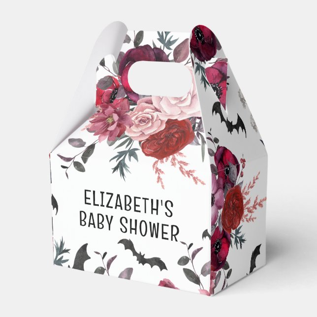 Caja Para Regalos Halloween Bats Flowers Baby Shower (Front Side)