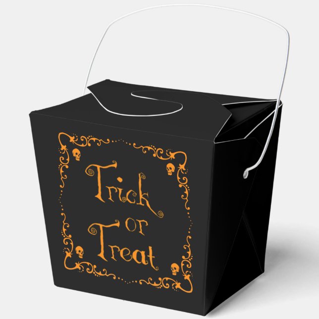 Caja Para Regalos Halloween Calabaza Naranja truco o trato (Anverso)