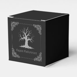 Caja Para Regalos Halloween con árbol plateado