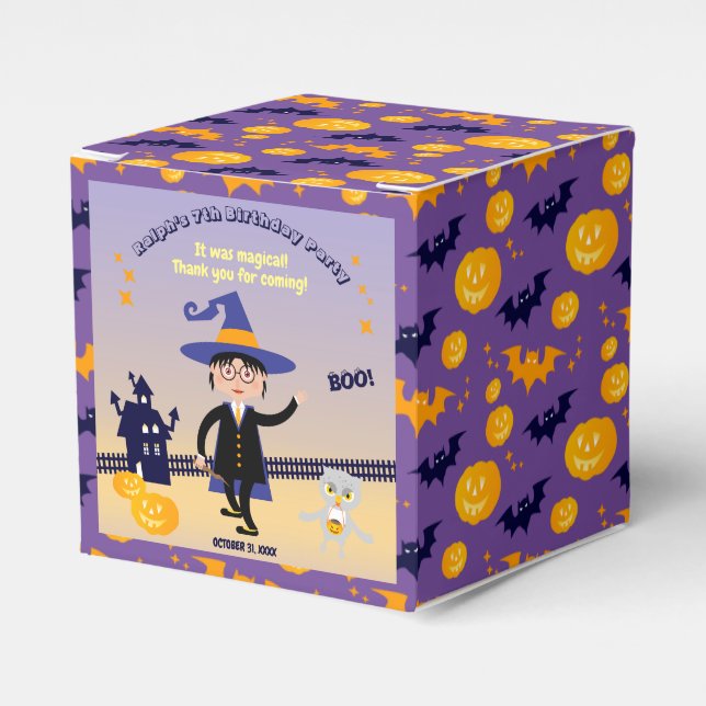 Caja Para Regalos Halloween Costume Boy Wizard Fiesta de cumpleaños (Costado Anverso)