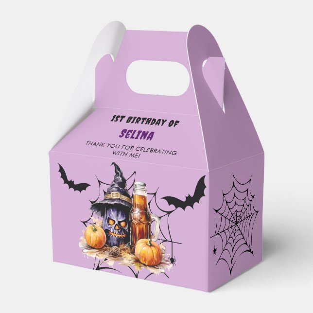 Caja Para Regalos Halloween Cumpleaños Cute Witch Party Favbox (Front Side)