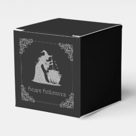 Caja Para Regalos Halloween de Brujas y Calderones Plateados