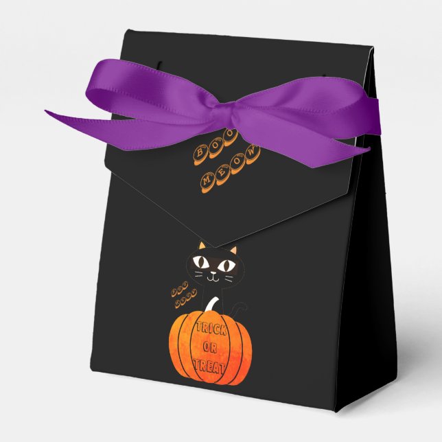Caja Para Regalos Halloween de calabaza para gato negro o truco para (Front Side)